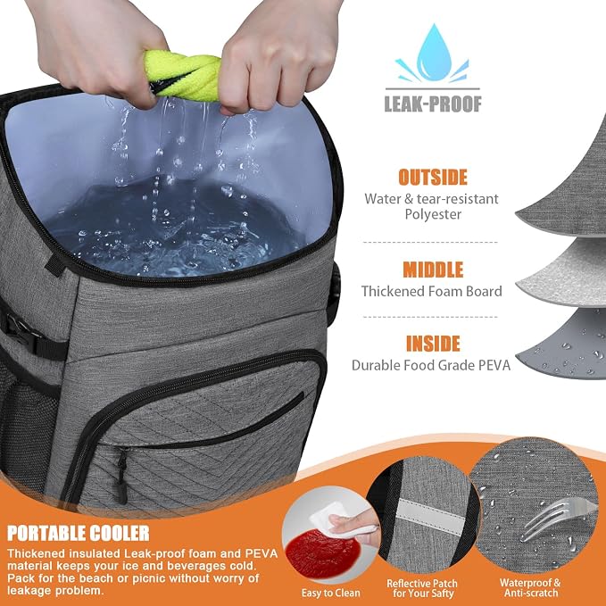 Cooler Backpack Insulated Leakproof Waterproof Backpack Cooler Bag 30/45 Cans - Image 3