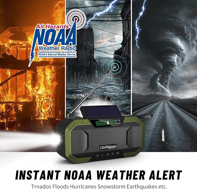 Emergency Radio Waterproof Bluetooth Speaker, Portable AM FM Radio - Image 2