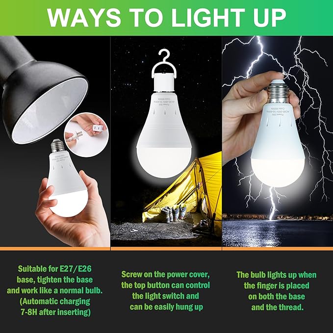 DEBAOBULB 10 Pack Rechargeable Emergency Light Bulbs, Battery Powered LED Light - Image 9