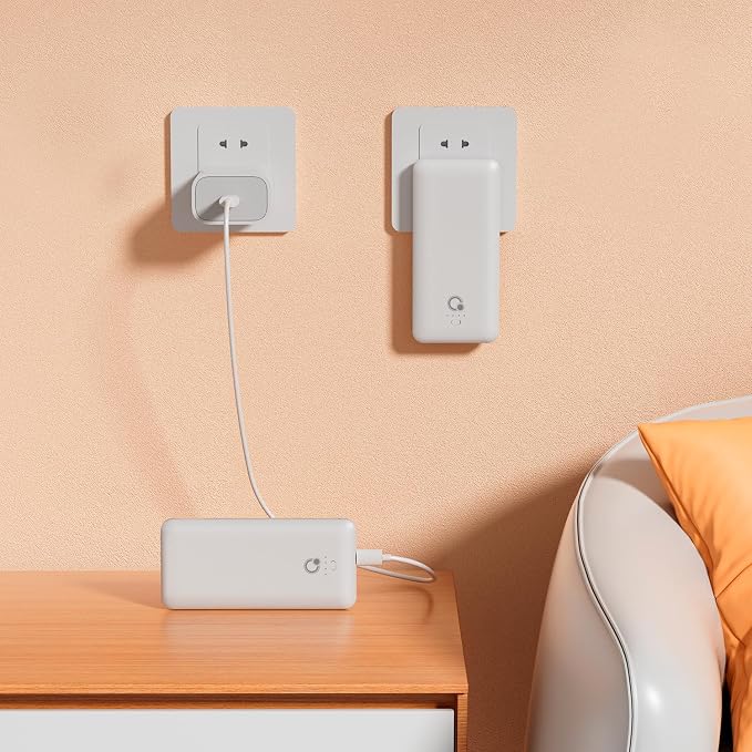 Brand Q Portable Charger with Built-in Cables and AC Wall Plug, Slim USB C - Image 3