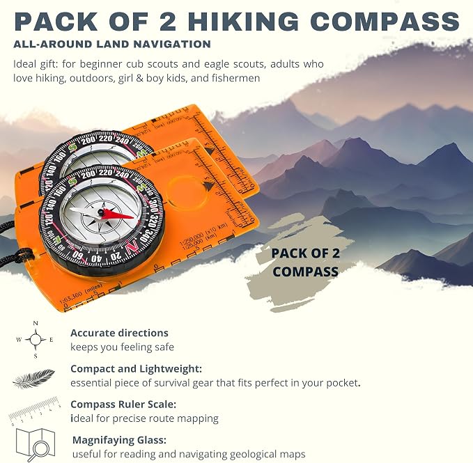 Trekker's Compass Crew Orienteering Compass, Magnetic Navigation Set - Image 3