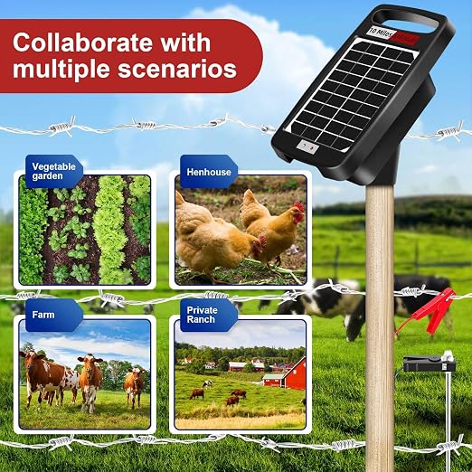 10 Miles Solar Powered Electric Fence Charger – 0.18J Output, 24/7 Day/Night - Image 5