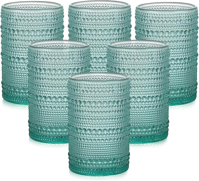ZMOWIPDL Vintage Glassware Drinking Glasses Set of 6, 15 oz Hobnail Glass Cups by ZMOWIPDL
