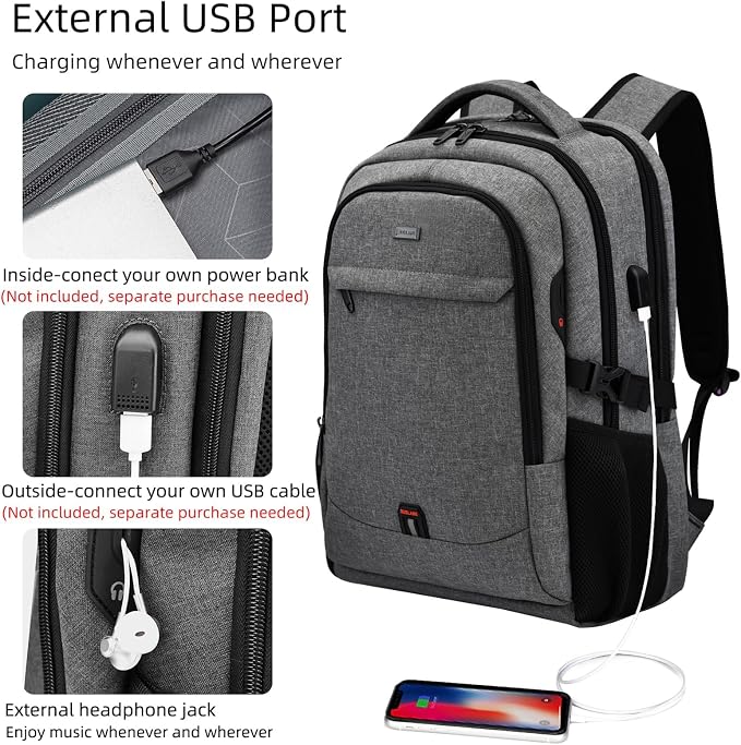 DUSLANG 17 Inch Travel Laptop Backpack Water Resistant College Backpack - Image 3
