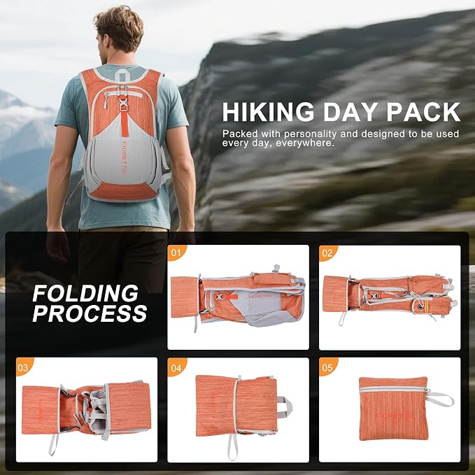 FIORETTO 20L Hiking Backpack for Women Men Mini Packable Backpack Lightweight - Image 9