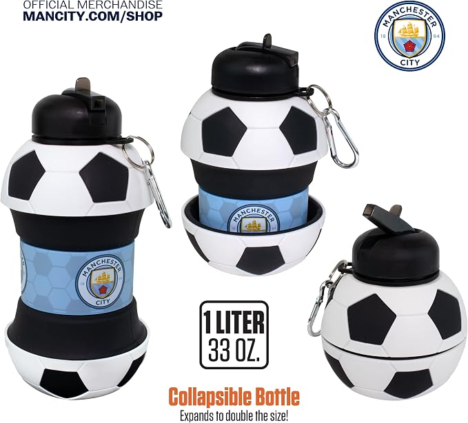 Maccabi ART Manchester City Clip-On Collapsible 1 Liter, 34 oz. size BPA-Free - Image 2