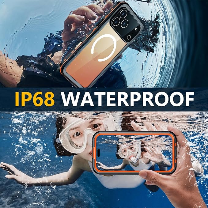 Red2Fire for iPhone 17 Pro Max Case Waterproof, Phone Case 6.9" Oragne/Clear - Image 2
