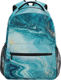 Wamika Kids Backpack Turquoise Blue Marble Tie Dye School Backpacks Boys Girls by Wamika
