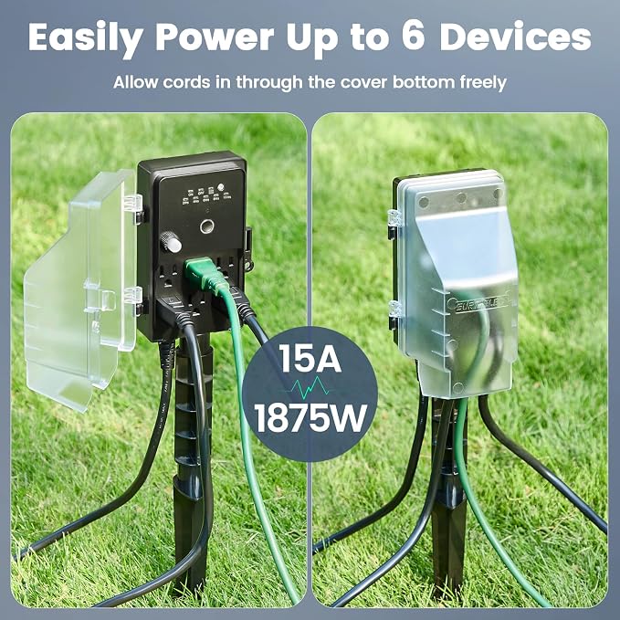 SURAIELEC Outdoor Power Stake, Dusk to Dawn Light Timer, 25FT Extension Cord - Image 4