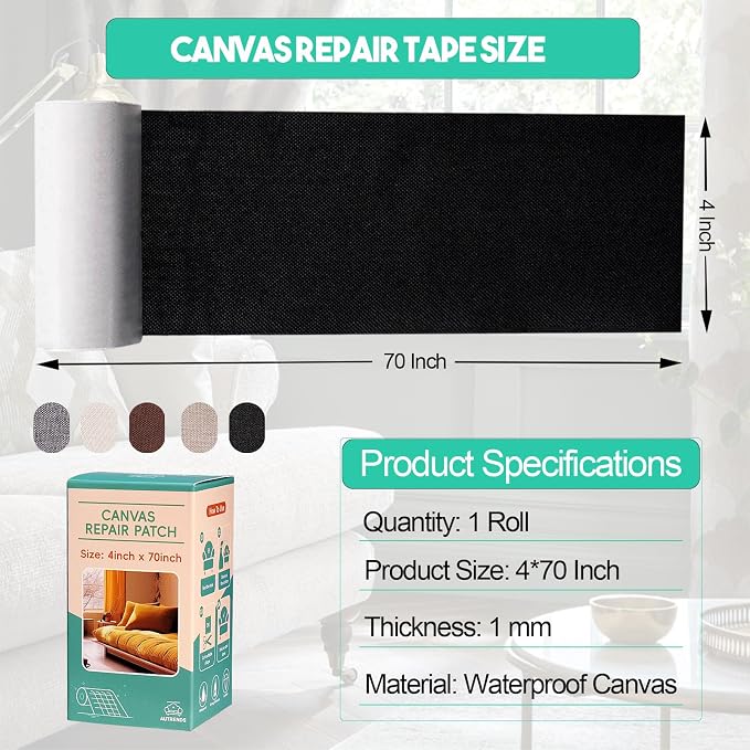 Canvas Repair Tape, Fabric Repair Patch, 4×70 Inches, Outdoor Gear Patch - Image 3