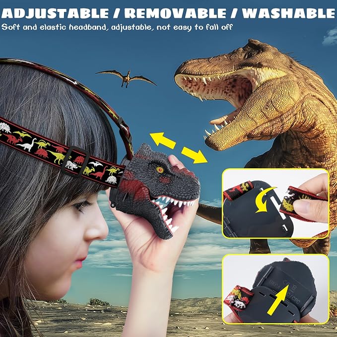 Dysaim Kids Headlamp, Dinosaur Headlamp - Image 7