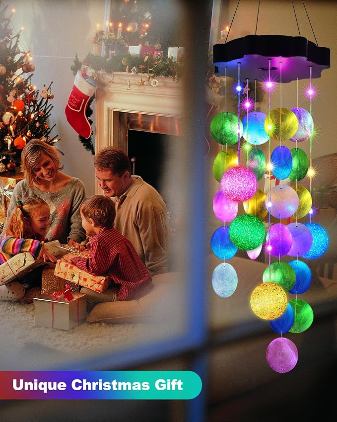 Toodour Solar Wind Chimes for Outside, Hanging Pastel Lights - Image 4
