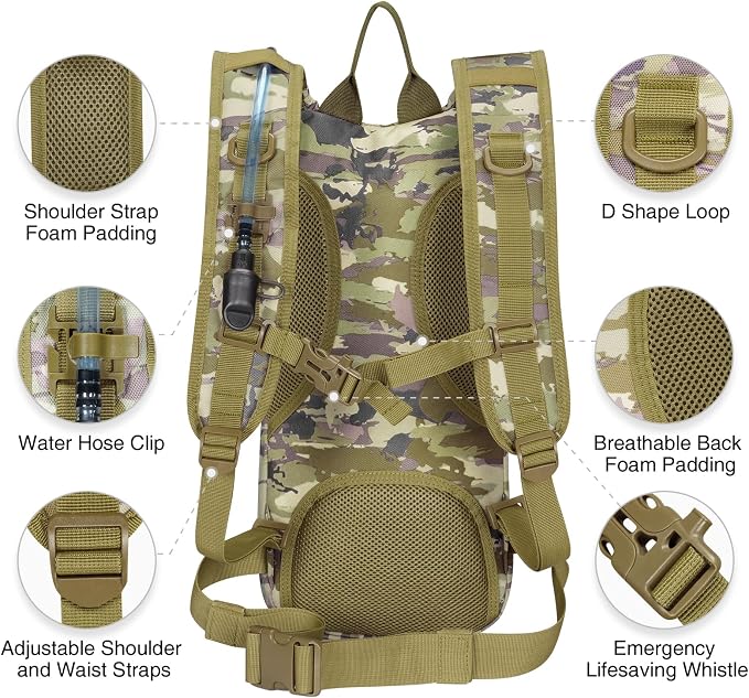 NOOLA Hydration Backpack with 3L TPU Water Bladder, Tactical Molle Water - Image 4