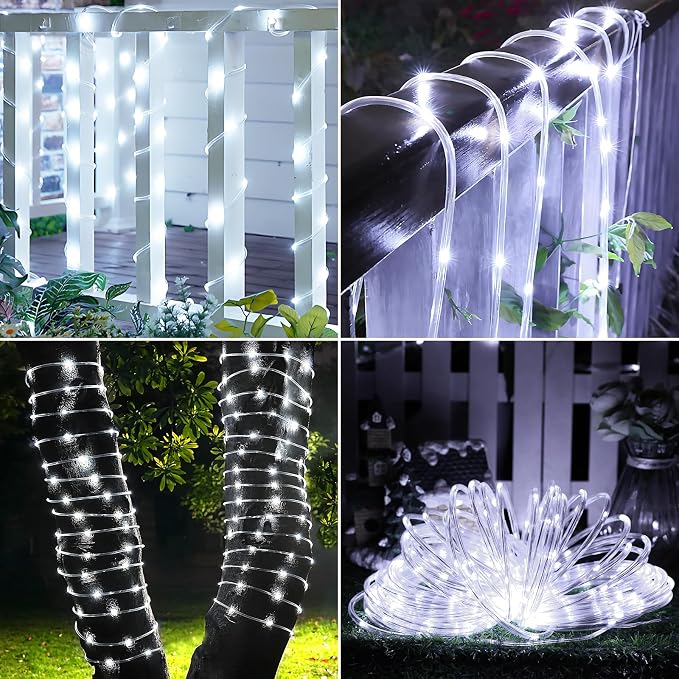 Solar Rope Lights, 33ft 100LED Solar String Lights, 8 Modes Waterproof Solar - Image 7