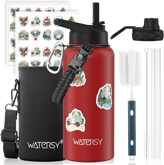 32oz Insulated Water Bottle, BPA Free&Leak Proof, Stainless Steel Water Flask by Watersy
