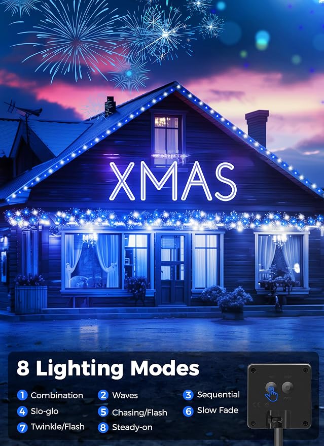 Minetom Solar Christmas Lights Outdoor Waterproof - 40FT 100 LED - Decoration - Image 2