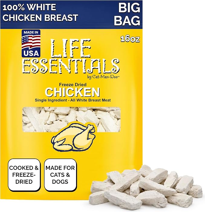 Life Essentials by Cat-Man-Doo | Chicken - 16oz. Bag | Freeze Dried Chicken Cat by LifeEssentialsbyCat-Man-Doo