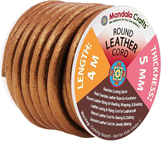 Mandala Crafts Round Genuine Bronze Leather Cord by MandalaCrafts