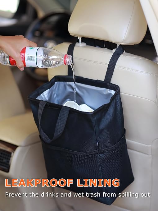Ginsco New Leak-Proof Travel Car Trash Bag, 3.5 Gallons Large Capacity Hanging - Image 5