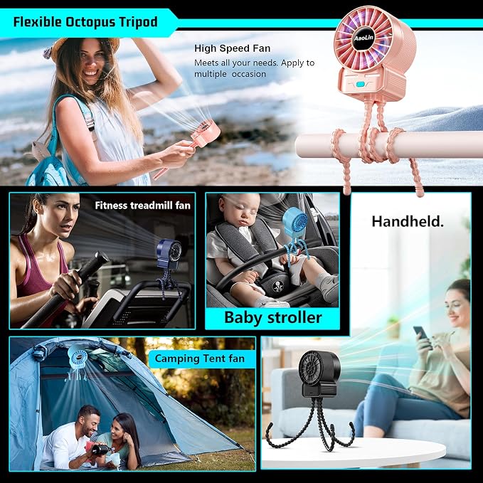 2 Pack Multifunctional Portable Stroller Fan 4 Speed 6600rpm High Speed Usb - Image 6