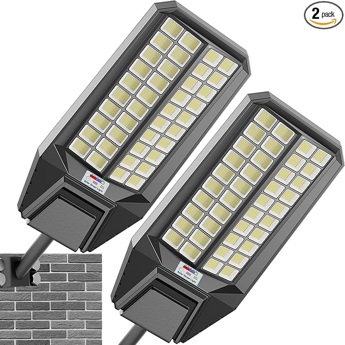 Solar Street Lights Outdoor, Commercial Grade Dusk to Dawn LED Security Flood by XCQMHF