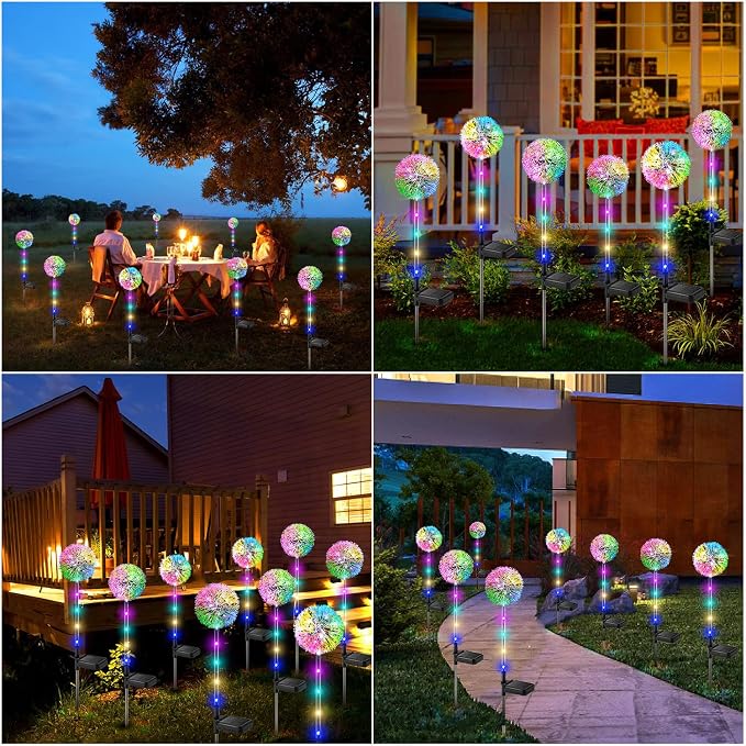 WdtPro Solar Lights Outdoor Garden Decor, 6 Pack Solar Flower Lights, 2 Modes - Image 3