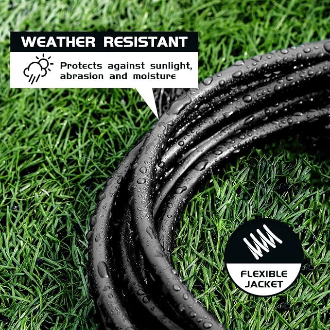 8FT Outdoor Extension Cord-16/3 SJTW Durable Black 3 Prong Grounded Plug Power - Image 3