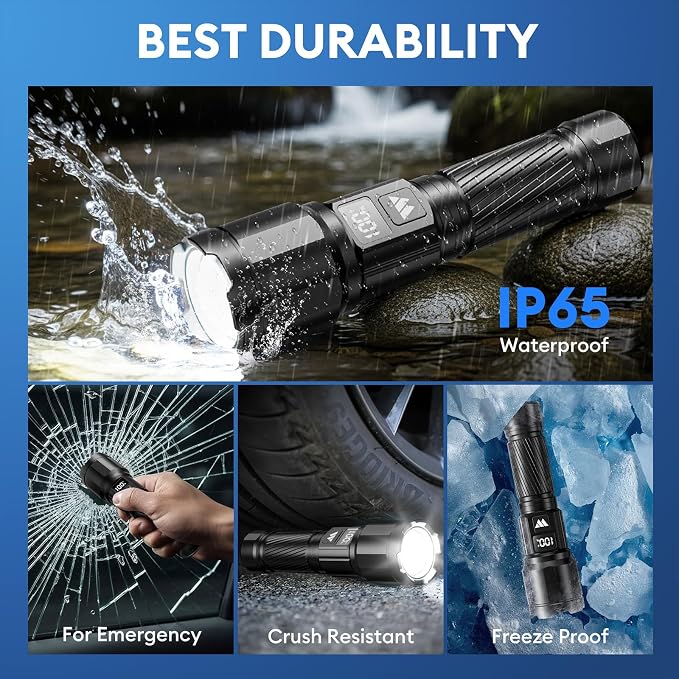 3 Pack Rechargeable Flashlights High Lumens, Super Bright LED Tactical - Image 6