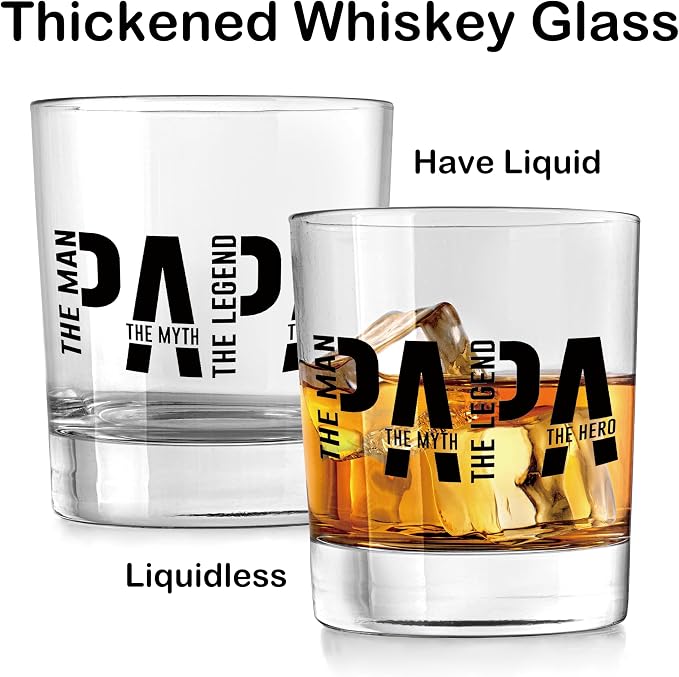 Nogrit Papa Gifts Whiskey Glasses 10 oz, Papa Dad Gifts - Image 5