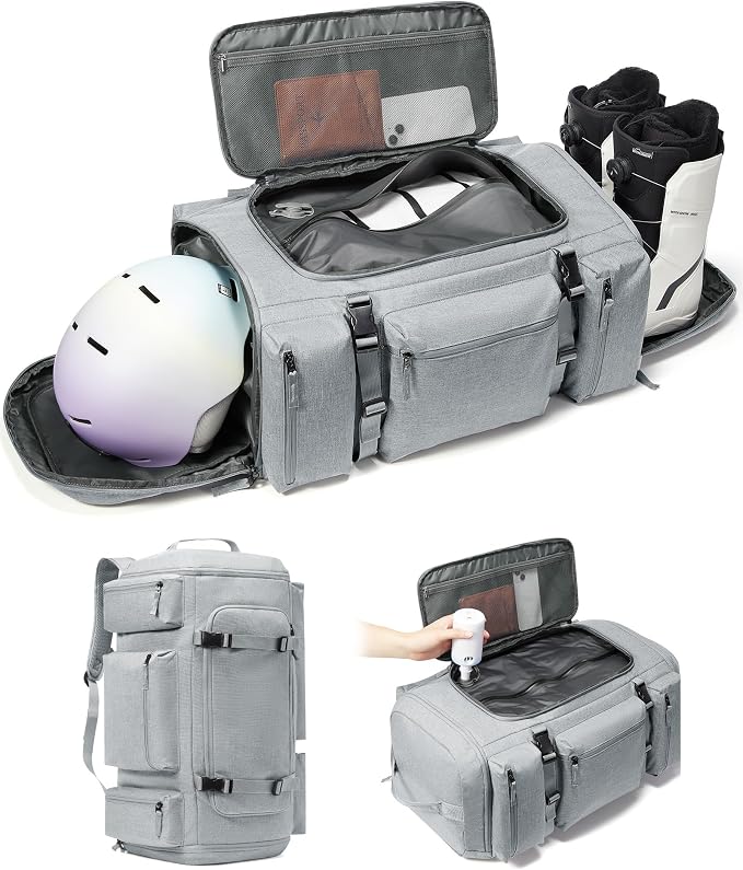 Ski Boot Bag Backpack for Helmet, 70L Waterproof Vacuum Backpack Travel by WEPLAN