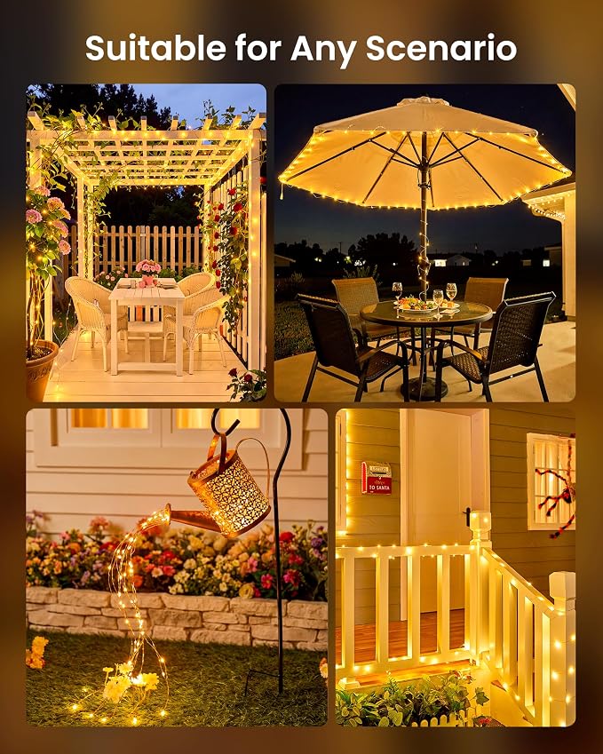 Minetom 4 Pack Solar String Lights, Total 132Ft 400 LED Solar Fairy Lights - Image 6