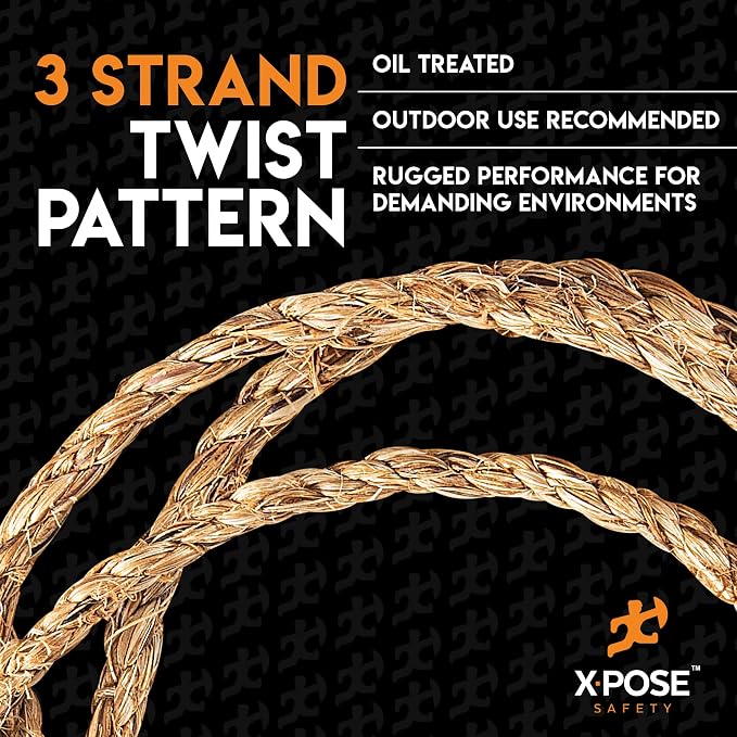 Manila Rope - 3/8 Inch 600' - 3 Strand Cordage Twisted Braided Rope - Thick - Image 4