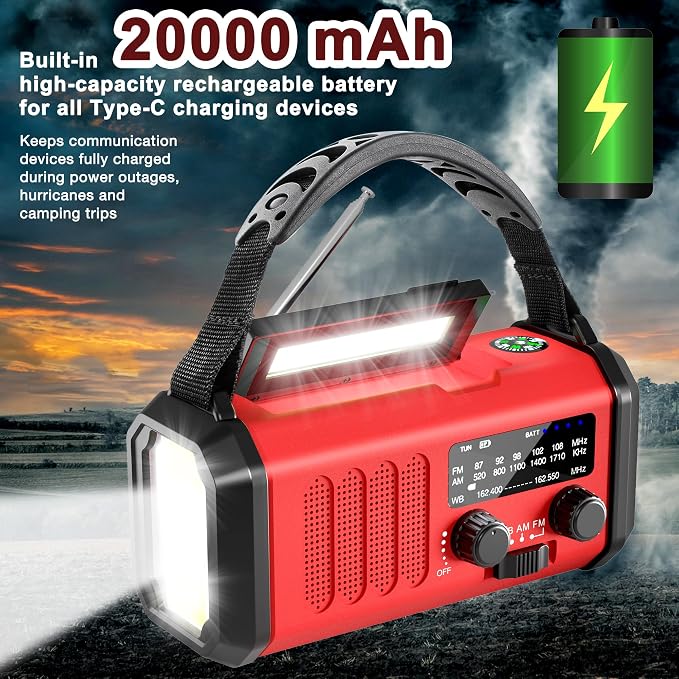 Leaton Emergency Radio NOAA Weather Radio Hand Crank & Solar Charging - Image 6