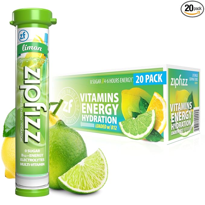 Zipfizz Daily Energy Drink Powder, 20 Pack | 3-in-1 Sustained Energy, Rapid by Zipfizz