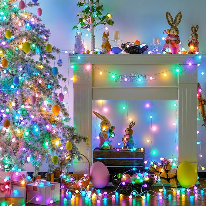 JMEXSUSS 100 LED Easter Lights Battery Operated, 33ft Multicolor Globe String - Image 7