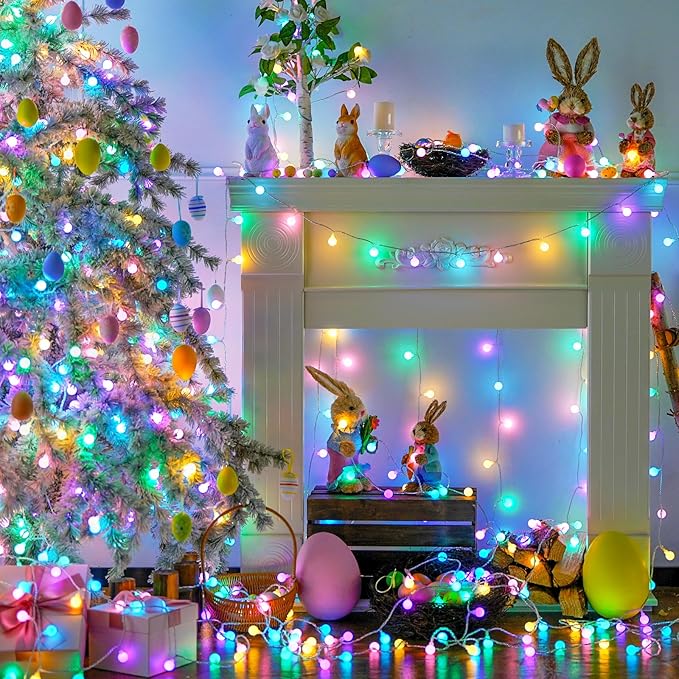 JMEXSUSS 100 LED Connectable Easter Lights String Indoor, 33 ft Globe String - Image 8