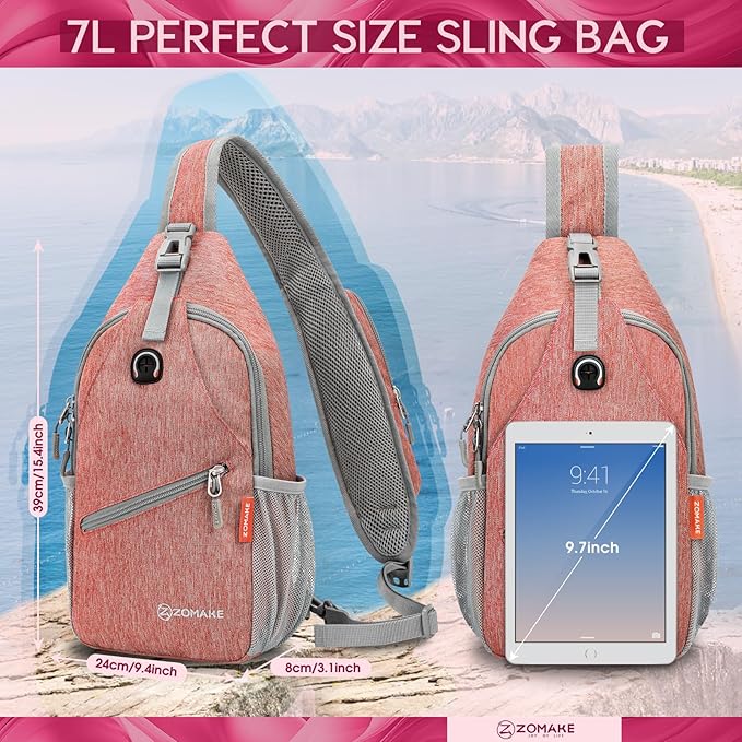 ZOMAKE Sling Bag, Small Crossbody Sling Backpack, Water Resistant Shoulder - Image 4