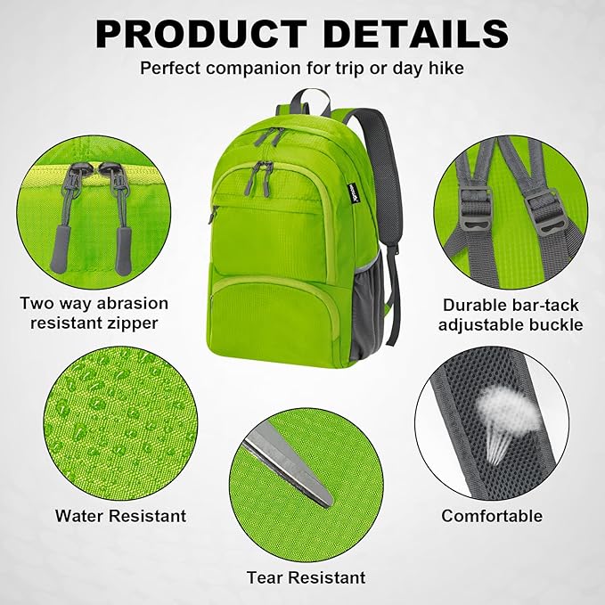 HOLYLUCK 20L Lightweight Packable Hiking Daypack Foldable Backpack - Image 4