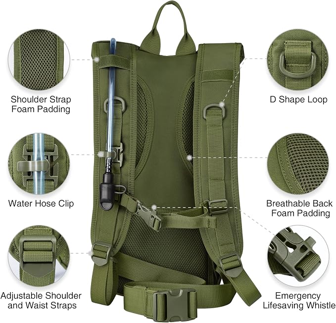 NOOLA Hydration Backpack with 3L TPU Water Bladder, Tactical Molle Water - Image 4