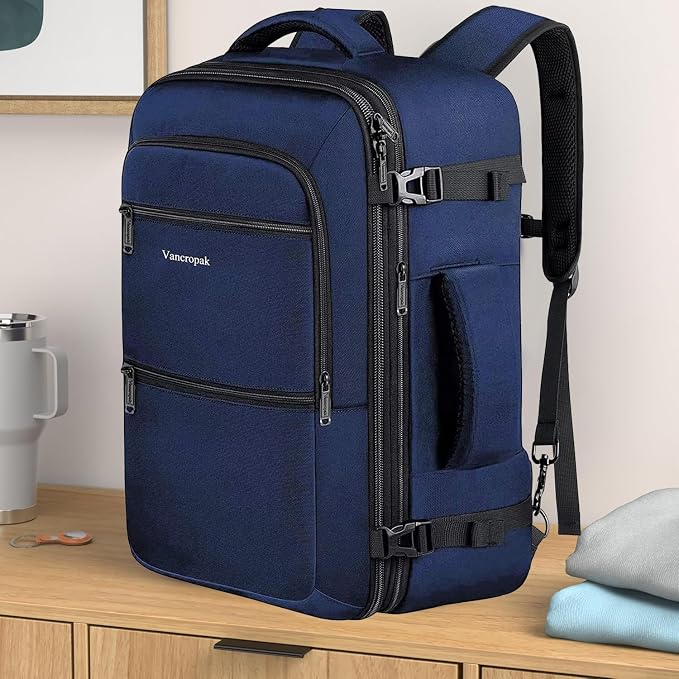 Vancropak Carry On Backpack, 45L Expandable Extra Large Travel Backpack - Image 2