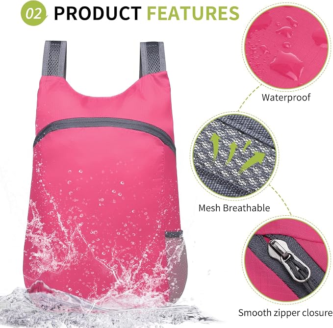 20L Ultra Hiking-Daypack Lightweight Foldable Travel Packable Backpack - Image 4