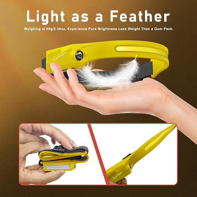 Headlamp Rechargeable LED 230° Wide Beam, USB-C Lightweight Head Lamp, Long - Image 5