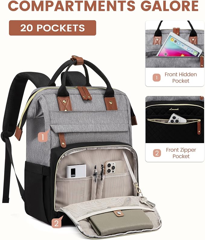 LOVEVOOK Laptop Backpack for Women, 17.3'' Waterproof Nurse Bag Teacher Work - Image 2