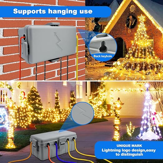 Hrensaw Medium Outdoor Electrical Box, IP54 Waterproof Extension Cord Cover w/6 - Image 6