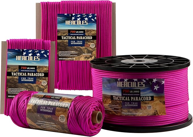 HERCULES 750lb Paracord 4mm 11 Strands Tactical Parachute Cord, Outdoor Gear by HERCULES