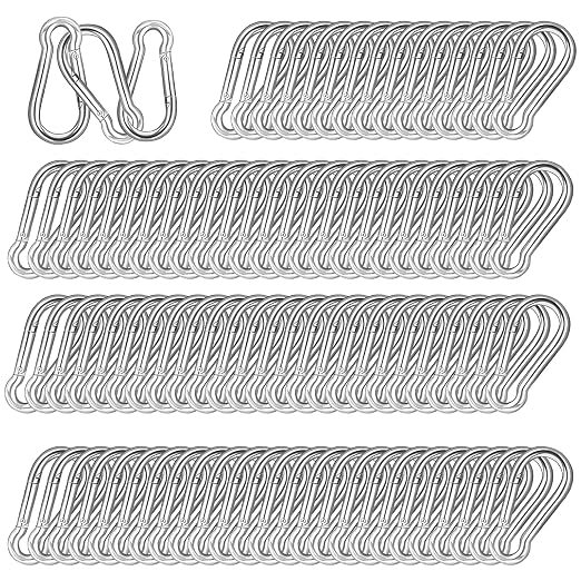 40 PCS 2'' Spring Snap Hook Carabiner, M5 3/16 Inch Galvanized Silver Steel by HANDRERLEE