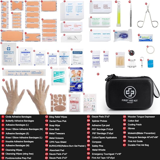 VRIEXSD Premium First Aid Kit, 320 Piece Waterproof Hard Shell Eva First Aid Kit - Image 4
