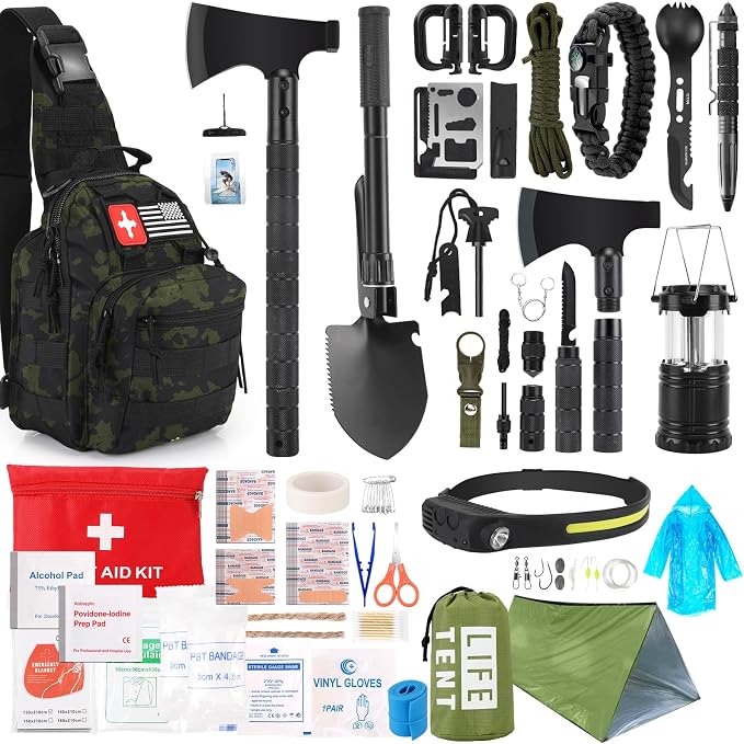 Survival Kit, Camping Axe, Crossbody Bag by XIFOZA
