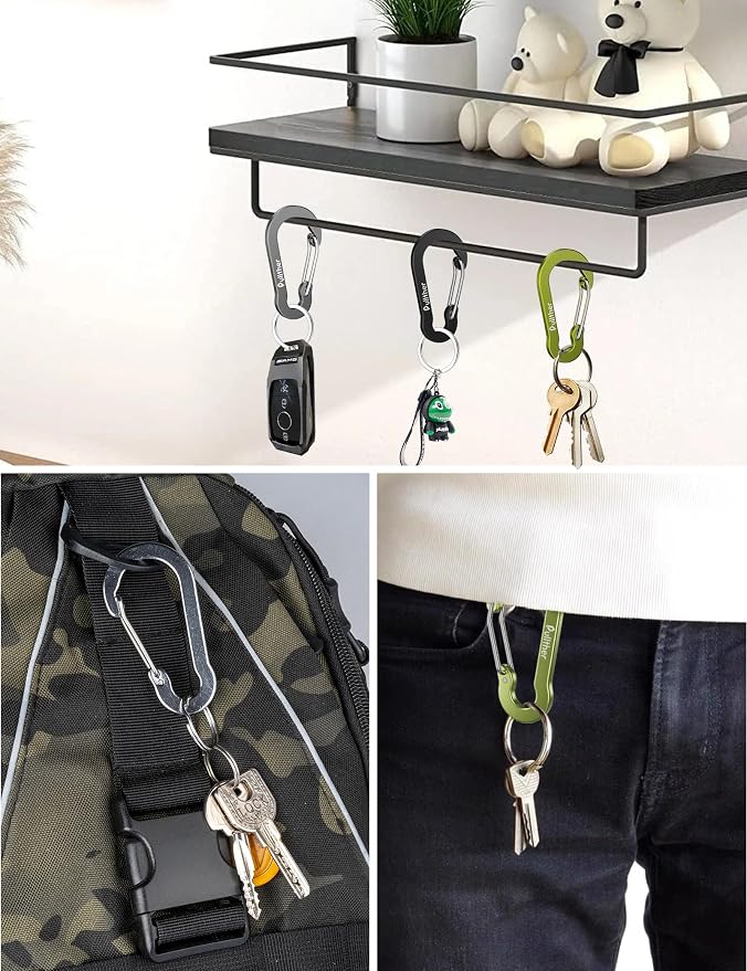 9PCS Carabiner Keychain Clip, 2.7" Large Aluminum Carabiner Clips - Image 3