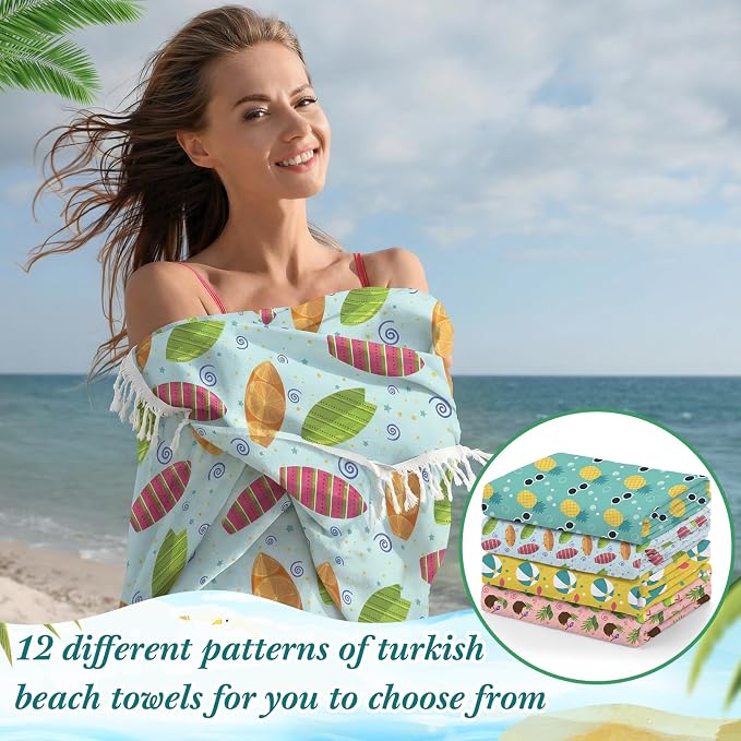 Peryiter 24 Pack Microfiber Oversize Turkish Beach Towel Set 12 Large Absorbent - Image 5